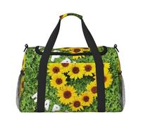 Sac de voyage en forme de cœur avec imprimé tournesol, idéal pour les voyages longue distance et un usage quotidien, Noir , Taille unique
