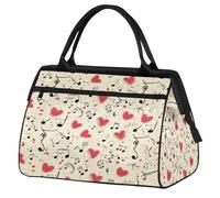 Sac de voyage en forme de cœur et notes d'art musical pour femmes, hommes, enfants, garçons, filles, week-end, sac fourre-tout de 24 L pour sport, gym, yoga, couleur, Big, Organiseur de sac