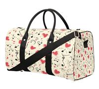 Sac de voyage en forme de cœur et notes d'art musical pour femmes, hommes, filles, garçons, week-end, sac fourre-tout de 22,7 L, bagage cabine, pour sport, gym, yoga, couleur, 22.7L, Organiseur de sac