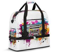 Sac de voyage en forme de flûte de musique colorée pour homme et femme, sac de sport pliable, sac de gym pour week-end, sac de cabine avec compartiment à chaussures, multicolore