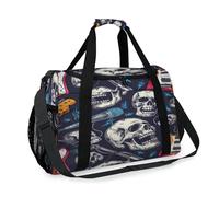 Sac de voyage en forme de guitare électrique motif crâne rock pour filles, garçons, femmes, hommes, week-end, sac à bandoulière, sac à main pour voyage, sport, gym
