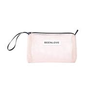 Sac de voyage en maille transparente, idéal pour les voyages à la plage, pochette de rangement portable pour maquillage et papeterie, rose, Taille unique