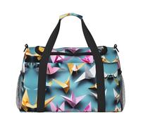 Sac de voyage en papier origami - Grand sac fourre-tout réutilisable, parfait pour les activités de plein air, le sport, le camping et les courses, noir, One Size