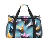 Sac de voyage en papier origami imprimé grues - 50 x 33 x 25,9 cm - Élégant sac fourre-tout pour salle de sport