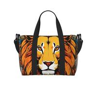 Sac de voyage en polyester avec imprimé lion oblique sur la main pour homme et femme, noir, taille unique, Noir/blanc, One Size