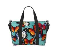 Sac de voyage en polyester avec imprimé papillon et violoncelle - Pour femme et homme - Noir - Taille unique, Noir/blanc, One Size