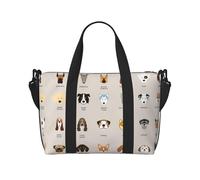 Sac de voyage en polyester imprimé de race de chien pour femme et homme, noir, taille unique, Noir/blanc, One Size