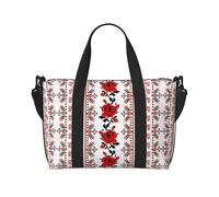 Sac de voyage en tissu Oxford léger avec broderie ukrainienne pour femme, sac de sport idéal pour homme, Noir , Taille unique