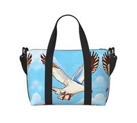 Sac de voyage en tissu Oxford léger avec mouettes volantes pour femme, sac de sport idéal pour homme, Noir , Taille unique