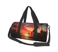 Sac de voyage en toile avec deux papillons et champignons pour homme et femme - Grande capacité - Sac fourre-tout en toile pour voyage, yoga, Coucher de soleil avec palmiers, Taille unique