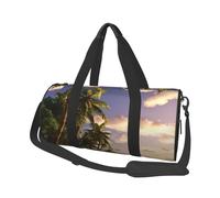 Sac de voyage en toile avec deux papillons et champignons pour homme et femme - Grande capacité - Sac fourre-tout en toile pour voyage, yoga, Il y a des palmiers et des arbres, Taille unique