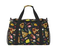 Sac de voyage en toile avec jambon, poivre, pizza, week-end, sac de transport pour homme et femme