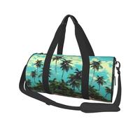 Sac de voyage en toile avec motif léopard et cœur pour homme et femme - Grande capacité - Sac fourre-tout pour voyage, yoga, Îles et cocotiers, Taille unique