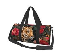Sac de voyage en toile imprimé léopard et roses - Sac de sport de gym avec grande capacité pour week-end voyage d'affaires, Noir , Taille unique