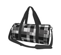 Sac de voyage en toile imprimée à carreaux monochromes - Sac de sport avec grande capacité pour w nd voyage d'affaires, Noir , Taille unique