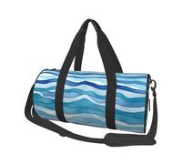 Sac de voyage en toile imprimée à rayures bleues avec motif vagues - Sac de sport avec grande capacité pour le week-end, les voyages d'affaires, Noir , Taille unique