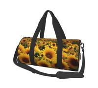 Sac de voyage en toile imprimée avec motif de tournesol jaune - Sac de sport de grande capacité pour week-end d'affaires, Noir , Taille unique
