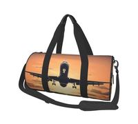 Sac de voyage en toile imprimée avion - Sac de sport de gym avec grande capacité pour week-end voyage d'affaires, Noir , Taille unique