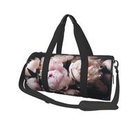 Sac de voyage en toile imprimée bouquet de pivoines roses - Sac de sport de grande capacité pour week-end voyage d'affaires, Noir , Taille unique