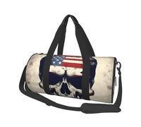 Sac de voyage en toile imprimée drapeau américain crâne sac de sport sac de sport grande capacité pour week-end voyage d'affaires, Noir , Taille unique