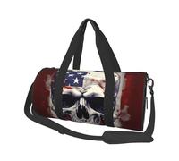 Sac de voyage en toile imprimée drapeau américain crâne sac de sport sac de sport grande capacité pour week-end voyage d'affaires, Noir , Taille unique