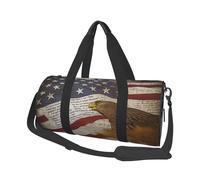 Sac de voyage en toile imprimée drapeau américain - Sac de sport de gym avec grande capacité pour week-end voyage d'affaires, Noir , Taille unique