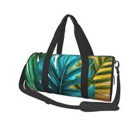 Sac de voyage en toile imprimée feuille de palmier tropicale - Sac de sport de gym avec grande capacité pour week-end voyage d'affaires, Noir , Taille unique