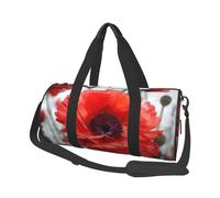 Sac de voyage en toile imprimée fleur rouge - Sac de sport avec grande capacité pour week-end d'affaires voyage, Noir , Taille unique