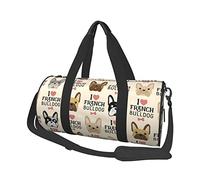 Sac de voyage en toile imprimée « I Love French Bulldog » - Sac de sport avec grande capacité pour le week-end, les voyages d'affaires, Noir , Taille unique