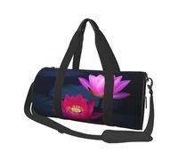 Sac de voyage en toile imprimée lotus rose vif - Sac de sport avec grande capacité pour week-end d'affaires voyage, Noir , Taille unique