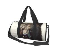 Sac de voyage en toile imprimée ours - Sac de sport avec grande capacité pour le week-end, les voyages d'affaires, Noir , Taille unique