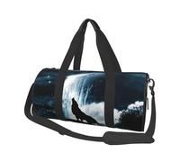 Sac de voyage en toile imprimée Wolf Howling At The Moon - Sac de sport de gym avec grande capacité pour le week-end, les voyages d'affaires, Noir , Taille unique