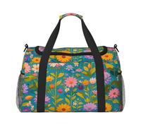 Sac de voyage Enchanted Garden imprimé pour homme et femme, sacs de voyage pliables et sac fourre-tout spacieux pour le rangement d'articles de toilette, bagages, articles personnels, noir, L, Noir