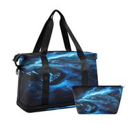 Sac de voyage étanche avec compartiment Motif flammes bleues, Flammes bleues éclairs, Taille unique, Sac de voyage