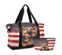 Sac de voyage étanche avec compartiment Motif lévrier allemand et drapeau américain, Fond Drapeau Américain Chien Allemand, Taille unique, Sac de voyage