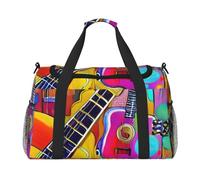 Sac de voyage fonctionnel avec impression couleur acoustique et guitares - Grand espace - Sac de voyage pliable pour le week-end