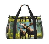 Sac de voyage fonctionnel avec imprimé cerf, ours élan - Grand espace - Sac de voyage pliable pour le w nd