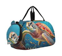 Sac de voyage fourre-tout avec motif de nains de nains roses et blancs pour filles, Tortue de mer colorée océan, Classique