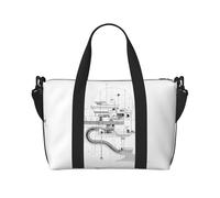 Sac de voyage fourre-tout imprimé architecture abstraite avec bandoulière réglable adapté pour les voyages et le sport