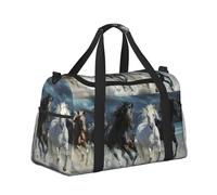 Sac de voyage fourre-tout pour le week-end - Sac de gym, fitness, sport ou nuit pour homme et femme - Chevaux qui courent le long de la plage