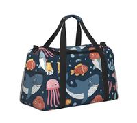 Sac de voyage fourre-tout pour le week-end, taille cabine, gym, fitness, sport ou nuit pour homme et femme, requin, baleine, poisson et méduse