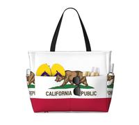 Sac de voyage grande capacité avec imprimé drapeau de l'État de Californie pour femme Sac fourre-tout de plage, sac de sport, pour voyage, gym, vacances