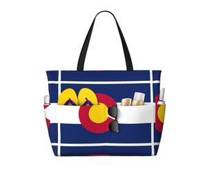 Sac de voyage grande capacité avec imprimé drapeau de l'État du Colorado pour femme Sac fourre-tout de plage, sac de sport, pour voyage, gym, vacances