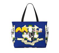 Sac de voyage grande capacité avec imprimé drapeau de l'État du Connecticut pour femme Sac fourre-tout de plage, sac de sport, pour voyage, salle de sport, vacances