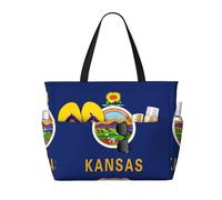 Sac de voyage grande capacité avec imprimé drapeau de l'État du Kansas pour femme, sac fourre-tout de plage, sac de sport, pour voyage, gym, vacances