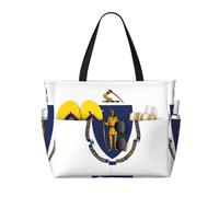 Sac de voyage grande capacité avec imprimé drapeau de l'État du Massachusetts pour femme Sac fourre-tout de plage, sac de sport, pour voyage, salle de sport, vacances