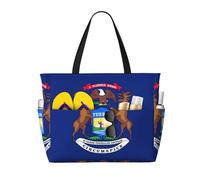 Sac de voyage grande capacité avec imprimé drapeau de l'État du Michigan pour femme, sac fourre-tout de plage, sac de sport, pour voyage, gym, vacances