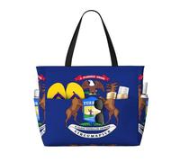Sac de voyage grande capacité avec imprimé drapeau de l'État du Michigan pour femme, sac fourre-tout de plage, sac de sport, pour voyage, gym, vacances
