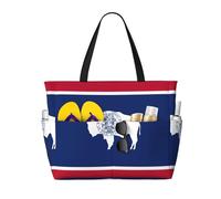 Sac de voyage grande capacité avec imprimé drapeau de l'État du Wyoming pour femme, sac fourre-tout de plage, sac de sport, pour voyage, gym, vacances