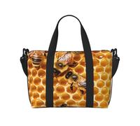 Sac de voyage imperméable et léger (abeille sur peigne) - Grand bagage à main pour voyages de 3 à 5 jours | Voyage en avion, sport, week-end | Homme et femme (lot de 1), Noir , Taille unique
